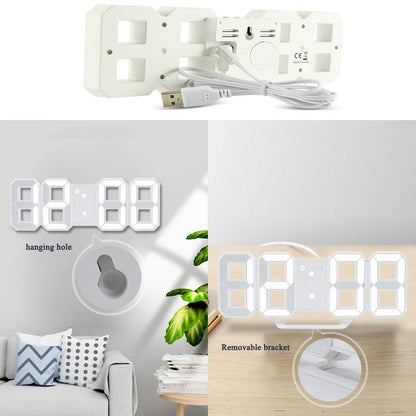 3D LED digitálny budík nástenné hodiny, stolný budík, čas/dátum/teplota pre domácnosť/kuchyňu/kanceláriu