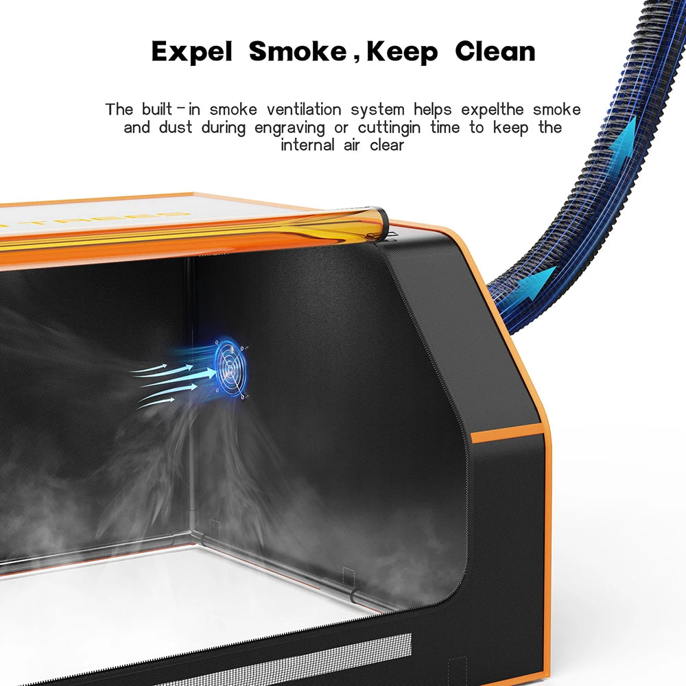 Kryt laserového gravírovača Twotrees Ohňovzdorný a prachotesný ochranný kryt 780 x 720 x 460 mm s výfukovým ventilátorom a hadicou