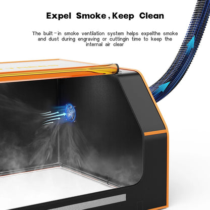 Kryt laserového gravírovača Twotrees Ohňovzdorný a prachotesný ochranný kryt 780 x 720 x 460 mm s výfukovým ventilátorom a hadicou