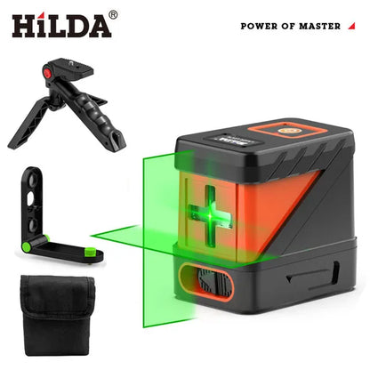 HILDA 2-riadkový laserový samonivelačný laser so zelenými lúčmi Horizontálne a Vertikálne priečne línie