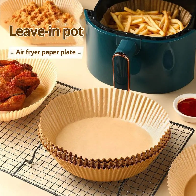50ks/sada Jednorazová papierová vložka do fritézy 23 cm Vodotesná vzduchová fritéza odolná voči oleju Jednorazové podnosy na papier na pečenie Papier na pečenie