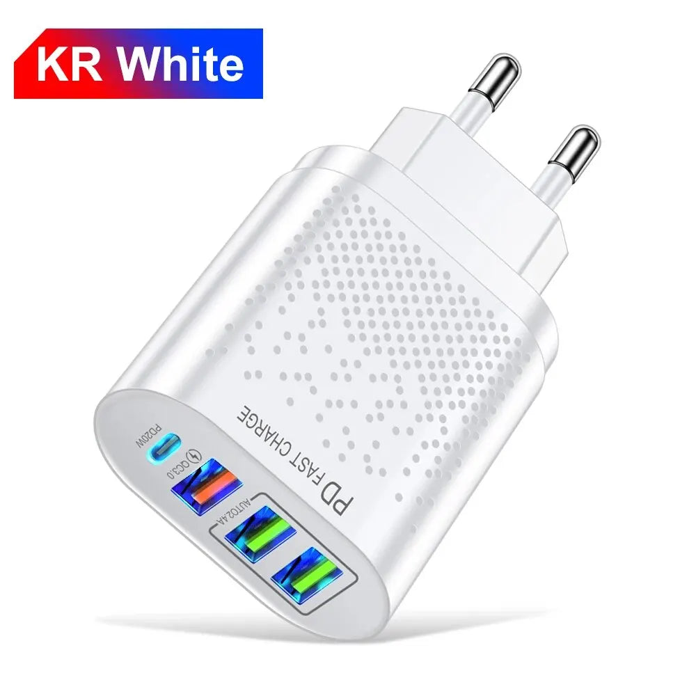 Rýchla USB nabíjačka typu C Rýchle nabíjanie 20 W QC3.0 PD3.0 EU US KR UK AU Nabíjací adaptér pre Iphone 15 Laptop Nabíjačka