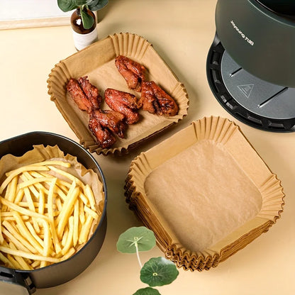 50/100 ks Špeciálny papier pre vzduchovú fritézu Papier na silikónový olej Papier na absorbovanie oleja Špeciálna papierová podložka na papierový tanier pre domácnosť