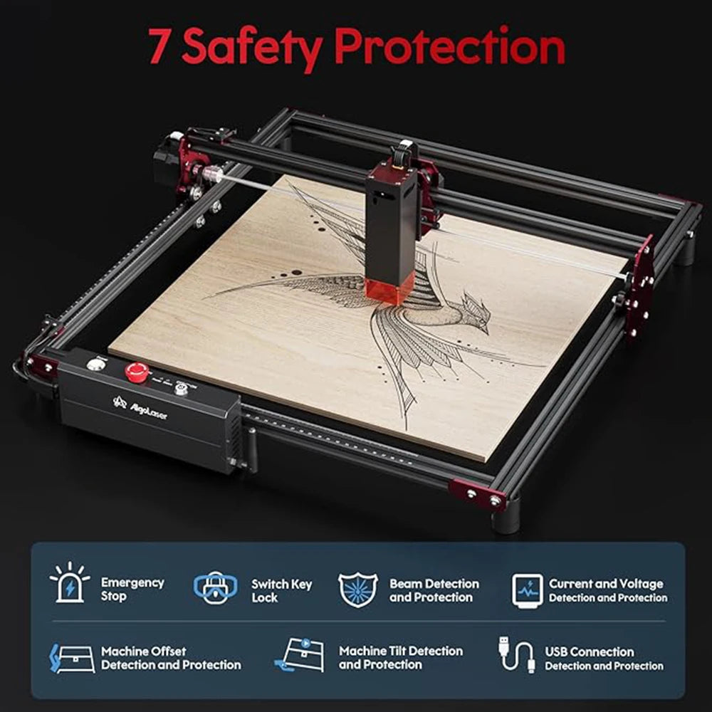 AlgoLaser DIY súprava Laser Master 2 Laserový gravírovací stroj s výkonom 10 W Laserová rezačka a gravírka na drevo a kov 40x40 cm