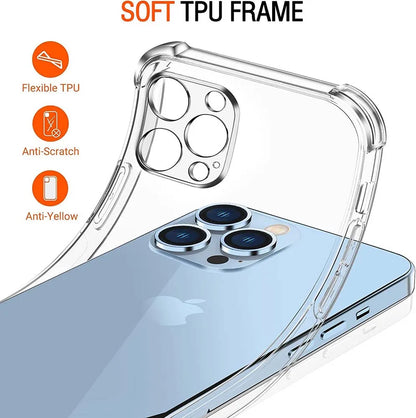 1,5 mm hrubé priehľadné puzdro na telefón Air-bag pre iPhone 11 12 13 14 15 Pro Max SE 2020 7 8 Plus 13 Mini hrubý nárazuvzdorný silikónový kryt