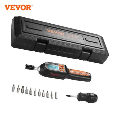 Digitálny momentový skrutkovač VEVOR 1/4" Momentový skrutkovač s pohonom Momentový kľúč s bitmi a puzdrom Momentový skrutkovač pre elektrikára s LCD