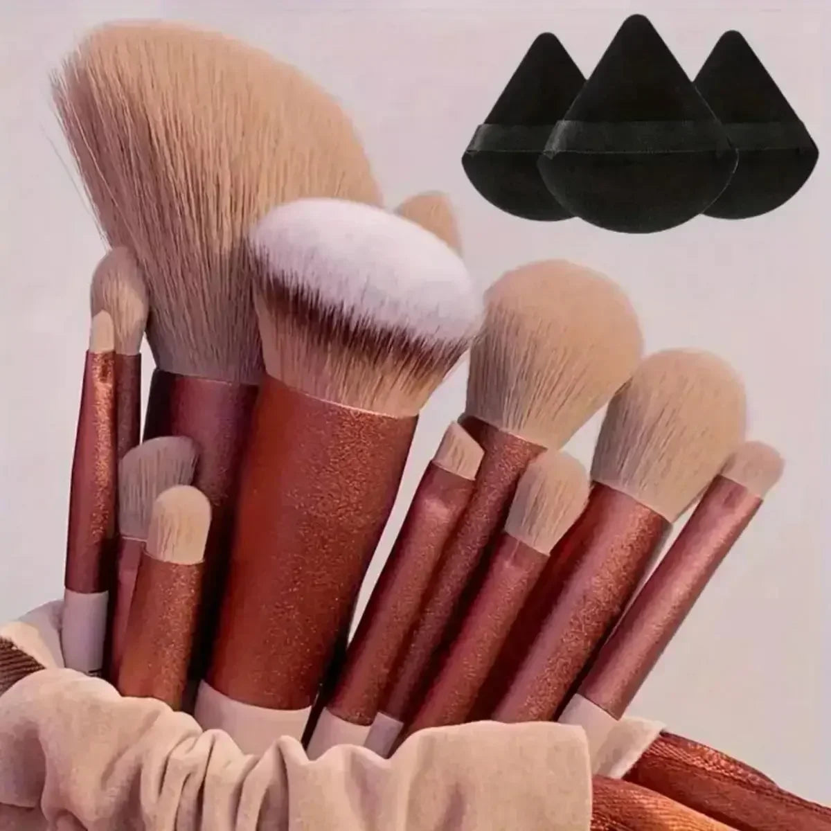 13ks prémiových syntetických nylonových štetinových štetcov na make-up – mäkké, jemné a bez krutosti pre bezchybný podklad, lícenku, púder,