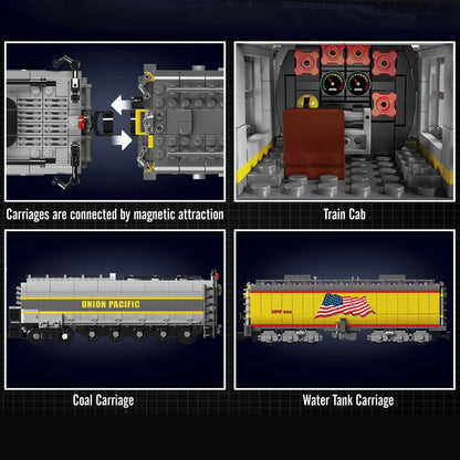 Mold King 12031 technický stavebný blok auta Diaľkové ovládanie Union Pacific 844 zostava modelu parnej lokomotívy Vlak Hračky z tehál