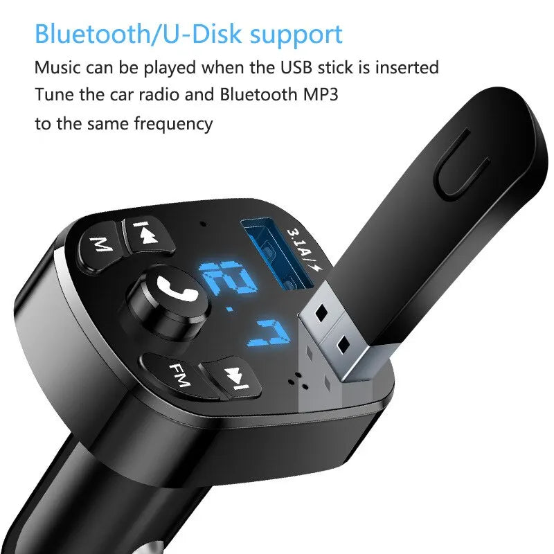 Prehrávač MP3 do auta Dvojitá rýchla nabíjačka USB Fm Bluetooth prijímač Kompatibilný s 5,0 Fm vysielačom USB Flash Drive Súprava do auta