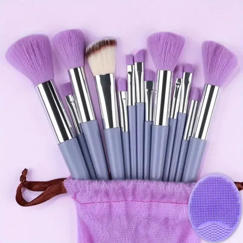 13ks prémiových syntetických nylonových štetinových štetcov na make-up – mäkké, jemné a bez krutosti pre bezchybný podklad, lícenku, púder,