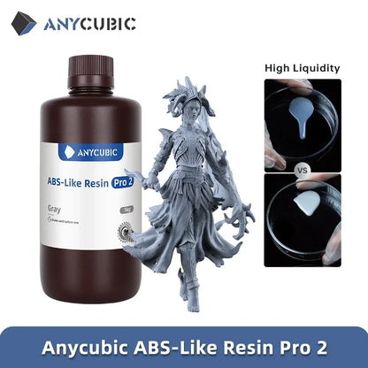 Nové 2 kusy/šarže ANYCUBIC ABS Like+ UV vytvrdzovanie 405nm štandardná fotopolymérová živica ABS 3D živica s vysokou presnosťou pre LCD