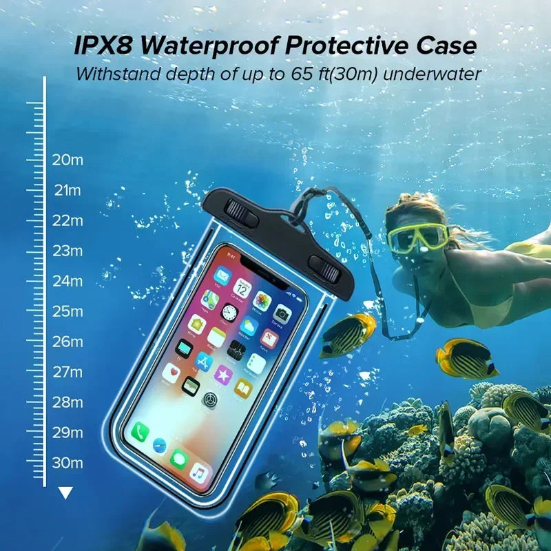 Vodotesné puzdro na telefón Vodotesné plavecké puzdro Univerzálny ochranný kryt pod vodou pre iPhone Samsung s uhlopriečkou do 6,7"