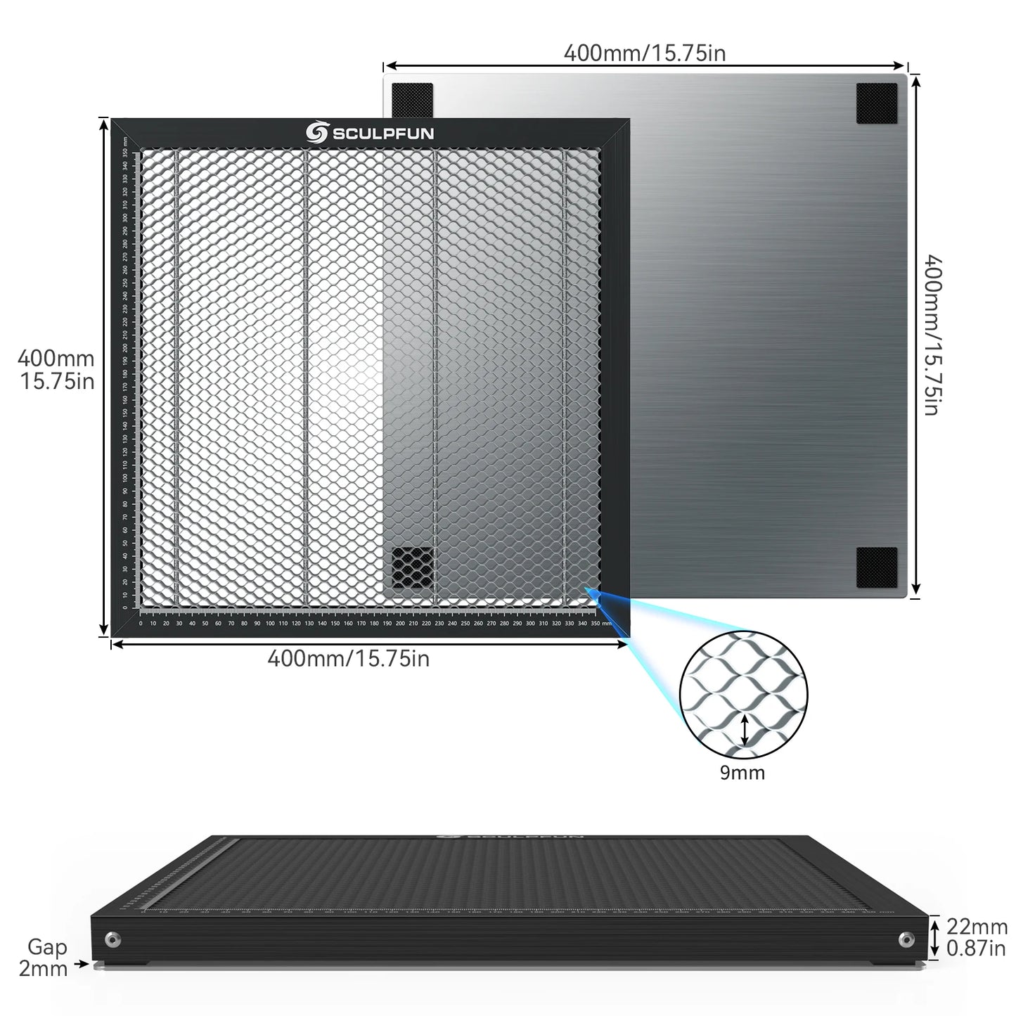 Laserový gravírovací stroj SCULPFUN S30 PRO 10 W s automatickým systémom Air-assist s voštinovým/valcovým gravírovacím strojom, plocha 410 x 400 mm