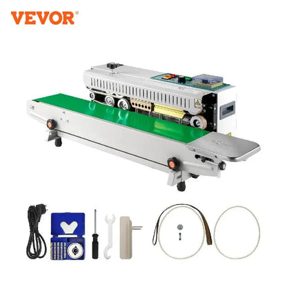 VEVOR FR-900 Automatický horizontálny kontinuálny stroj na utesňovanie pásov plastových vreciek Utesňovač s reguláciou teploty na balenie produktov