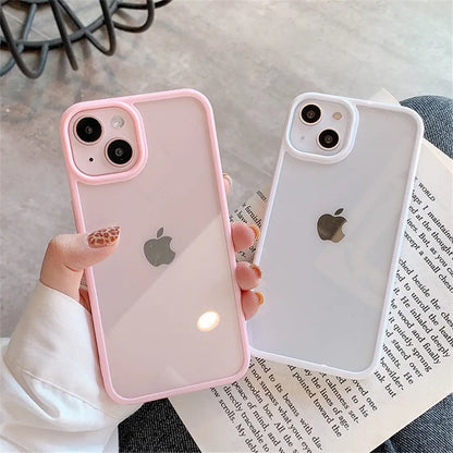 Puzdro na telefón Candy Color pre iPhone 14 11 12 13 Pro Max X XR XS 7 8 SE Priehľadný nárazuvzdorný silikónový priehľadný zadný kryt