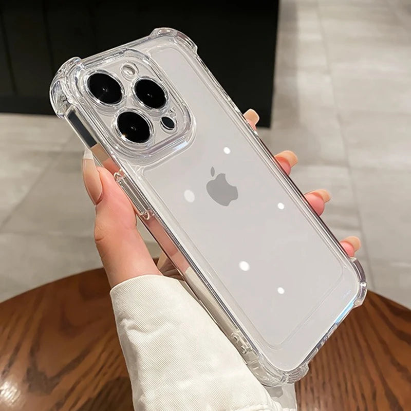 1,5 mm hrubé priehľadné puzdro na telefón Air-bag pre iPhone 11 12 13 14 15 Pro Max SE 2020 7 8 Plus 13 Mini hrubý nárazuvzdorný silikónový kryt