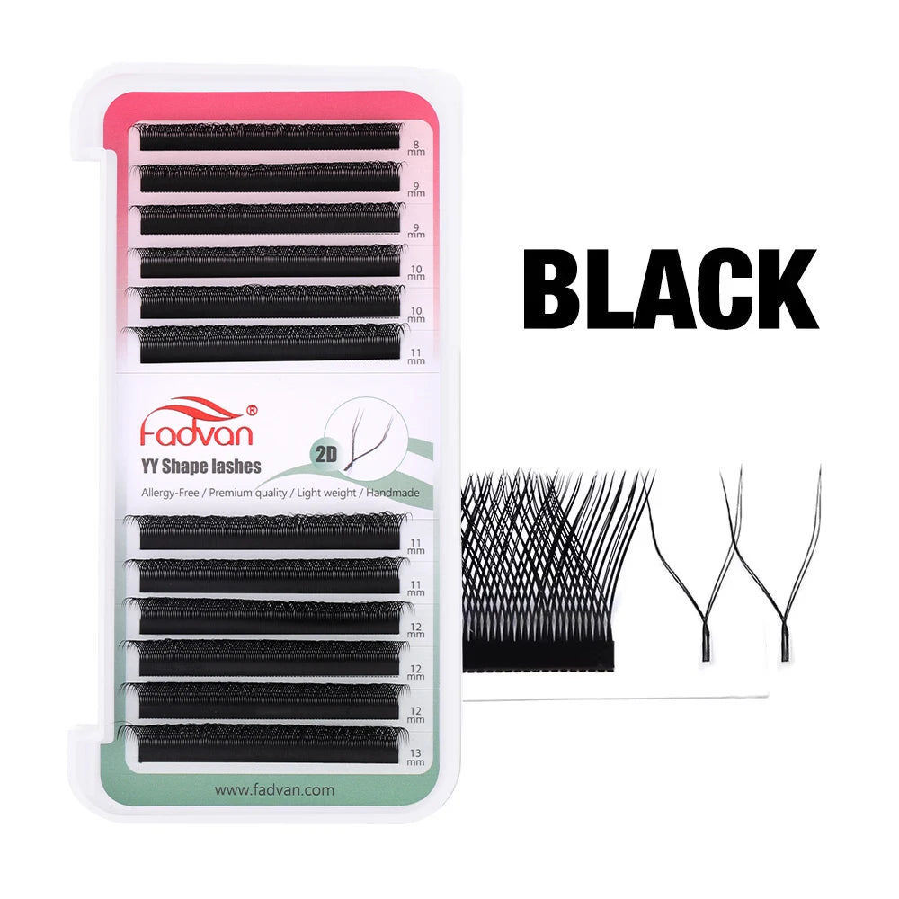 FADVAN YY Shape Lashes 2D 0,07 Faux Mink C/D/8-14mm Natural Mäkké brazílske mihalnice predpripravené objemové predĺženie mihalníc