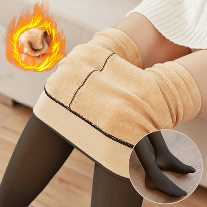 Dámske termo legíny Zimné zateplené sexi elastické priesvitné pančucháče Dámske fleece zateplené nohavice s vysokým pásom Tenké hrubé priliehavé nohavice