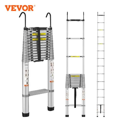 Teleskopický rebrík VEVOR 18,5 FT Hliník Jednotlačidlový Sklopný predlžovací rebrík Kapacita 400 LBS s protišmykovými nožičkami