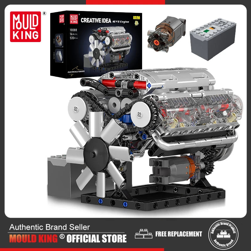 Mold King 10088 technický stavebný blok auta MOC motorizovaný motor V8 zostava modelu auta časť tehly hračky pre deti vianočný darček