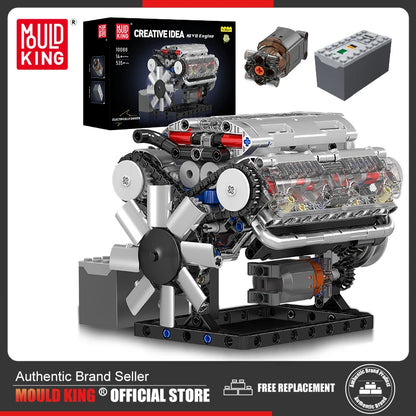 Mold King 10088 technický stavebný blok auta MOC motorizovaný motor V8 zostava modelu auta časť tehly hračky pre deti vianočný darček