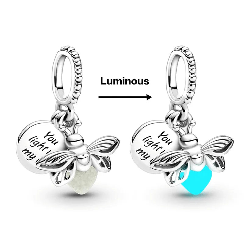Hot Sale Night Glow Firefly Charm korálky pre Pandora 925 Originálny náramok Dámske 925 Strieborný prívesok Korálka DIY šperk darček