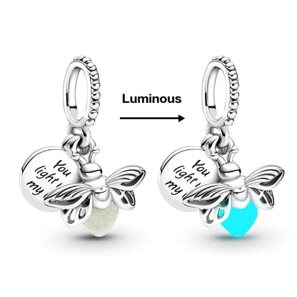 Hot Sale Night Glow Firefly Charm korálky pre Pandora 925 Originálny náramok Dámske 925 Strieborný prívesok Korálka DIY šperk darček