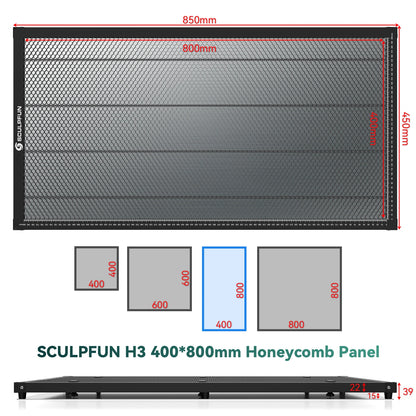 SCULPFUN 400 x 800 mm laserové rezanie voštinový panel H3 Pracovný stôl na ochranu pracovnej plochy na rezbárstvo dreva/kože/kovu/akrylu