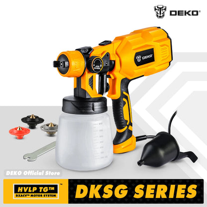 DEKO DKSG Séria HVLP Striekacia pištoľ na maľovanie Elektrické vysokotlakové airbrush náradie Batéria AC/DC akumulátorová striekačka pre jednoduché maľovanie