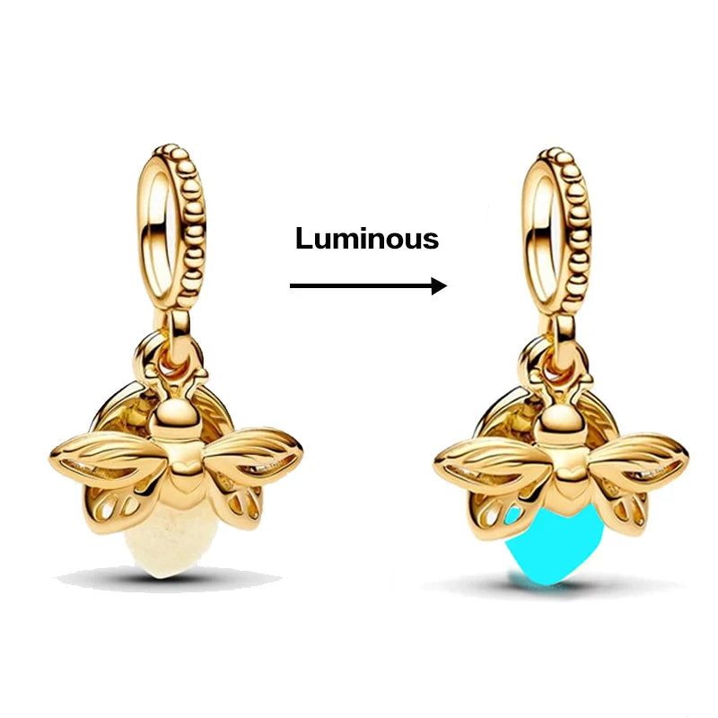 Hot Sale Night Glow Firefly Charm korálky pre Pandora 925 Originálny náramok Dámske 925 Strieborný prívesok Korálka DIY šperk darček