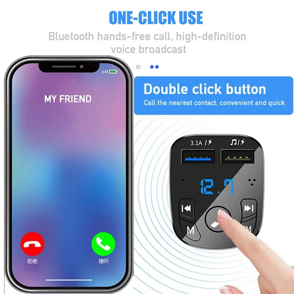 Prehrávač MP3 do auta Dvojitá rýchla nabíjačka USB Fm Bluetooth prijímač Kompatibilný s 5,0 Fm vysielačom USB Flash Drive Súprava do auta