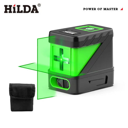 HILDA 2-riadkový laserový samonivelačný laser so zelenými lúčmi Horizontálne a Vertikálne priečne línie