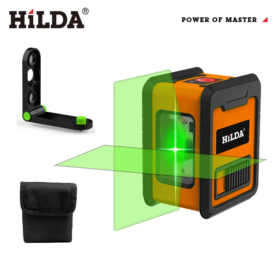 HILDA 2-riadkový laserový samonivelačný laser so zelenými lúčmi Horizontálne a Vertikálne priečne línie