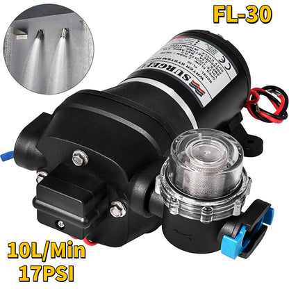 VEVOR 12V membránové vodné čerpadlo 10 l/min 17 PSI 17 l/min 40 psi vysokotlakové automatické samonasávacie čerpadlo s posilňovačom hmly do auta