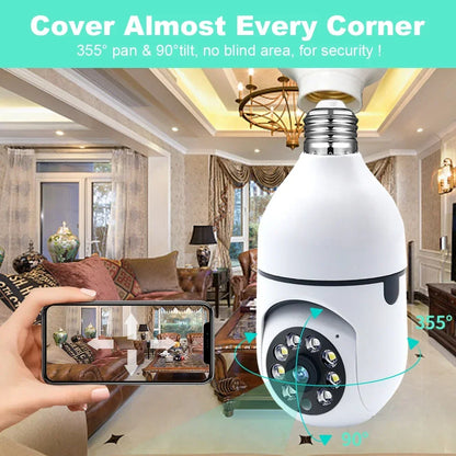 3MP WiFi IP kamera E27 žiarovka Farebné nočné videnie Vnútorné sledovacie kamery 4x digitálny zoom HD PTZ AI monitor detekcie pohybu človeka