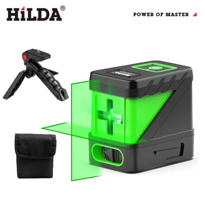 HILDA 2-riadkový laserový samonivelačný laser so zelenými lúčmi Horizontálne a Vertikálne priečne línie
