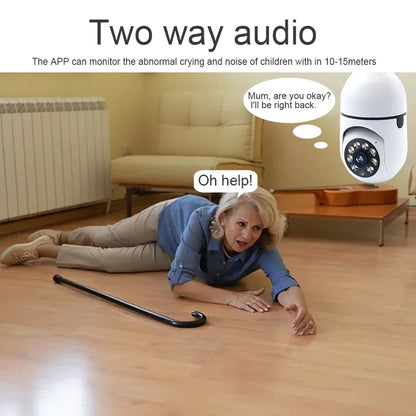 3MP WiFi IP kamera E27 žiarovka Farebné nočné videnie Vnútorné sledovacie kamery 4x digitálny zoom HD PTZ AI monitor detekcie pohybu človeka