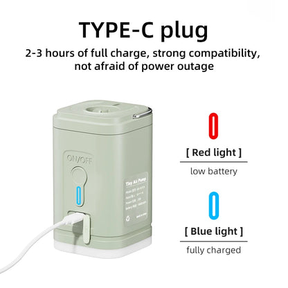 Elektrická vzduchová pumpa 3 v 1 so svetlami Mini bezdrôtový vzduchový kompresor USB nabíjacie nafukovacie/deflovacie pumpy pre outdoorové kempovanie