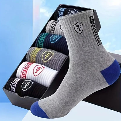 5PCS Set pánske ultra priedušné štýlové športové ponožky pre vysokovýkonné basketbalové futbalové módne multibalenie