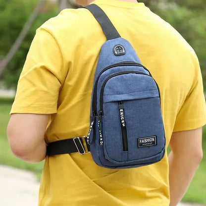 Pánska trendová biznis taška na hruď, bežné slúchadlá, crossbody taška, multifunkčná vonkajšia taška cez rameno