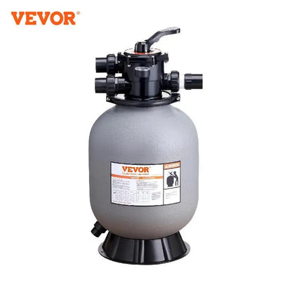 VEVOR 16/19/22/24 palcový pieskový filter so 7-cestným ventilom s viacerými otvormi a vysokým prietokom GPM nad pieskovým systémom pre zapustený bazén, sivý