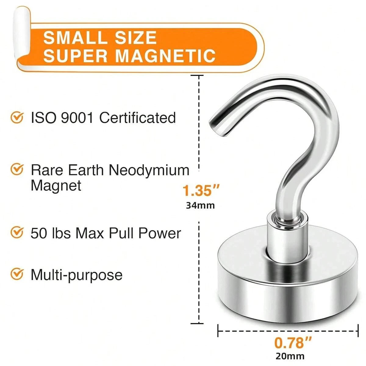2kg až 12k 1ks malý silný háčik s neodýmovým magnetom, vhodný pre domáce kuchyne, pracoviská, kancelárie atď.