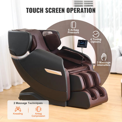 Masážne kreslo VEVOR – celotelové kreslo s nulovou gravitáciou s viacerými automatickými režimami 3D vyhrievanie Shiatsu Bluetooth reproduktor na nožičkách