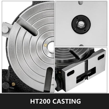 VEVOR otočný stôl 8 palcový/200 mm horizontálny vertikálny otočný stôl MT-3 3-drážkový / 4-drážkový na frézovanie 360 ​​stupňov presná práca