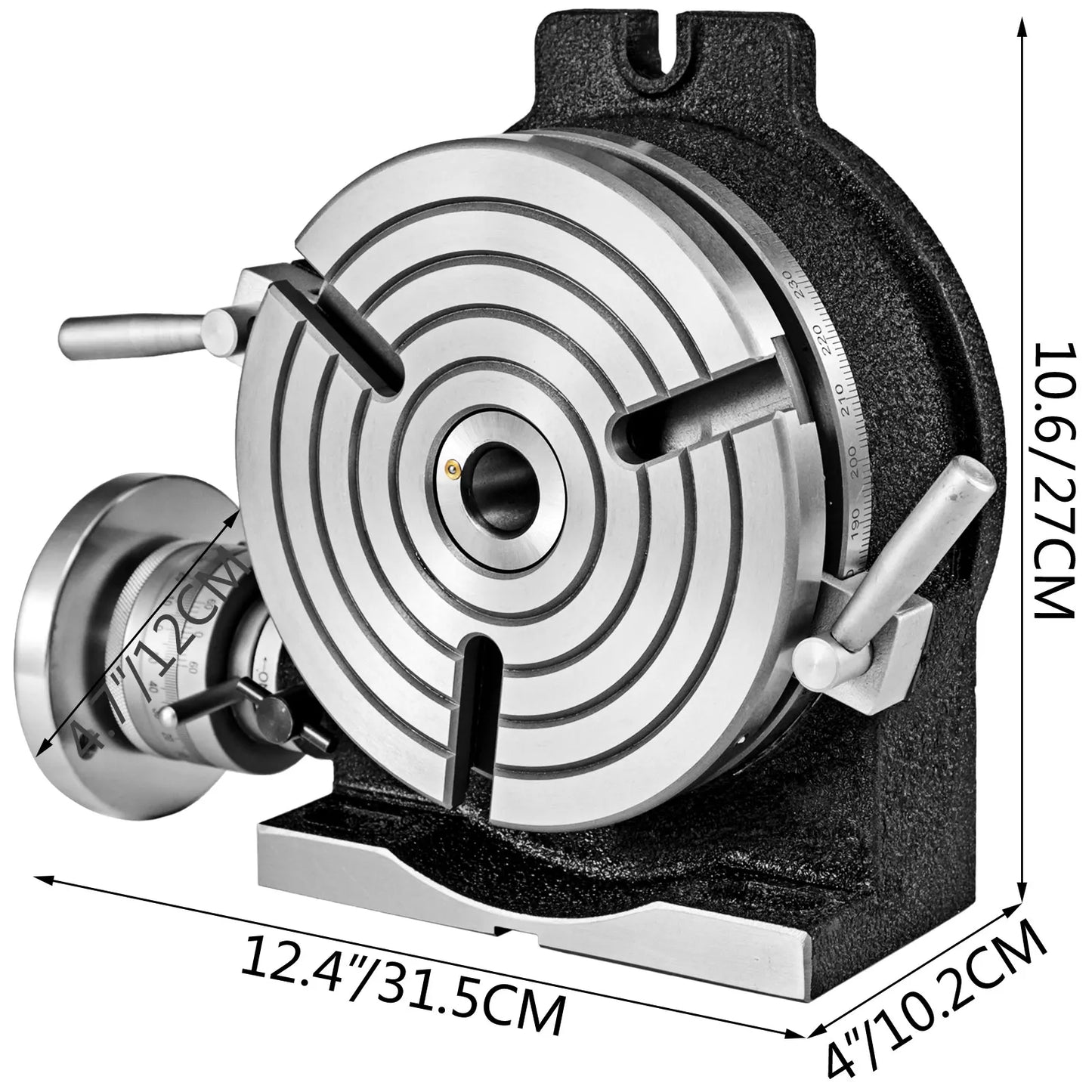 VEVOR otočný stôl 8 palcový/200 mm horizontálny vertikálny otočný stôl MT-3 3-drážkový / 4-drážkový na frézovanie 360 ​​stupňov presná práca