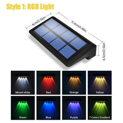 Solárne svietidlá na plot Vonkajšie vodotesné RGB Farba meniaca sa/teplá biela LED Solárne schodové svietidlá Vonkajšie nástenné svietidlá IP65 Vodotesné