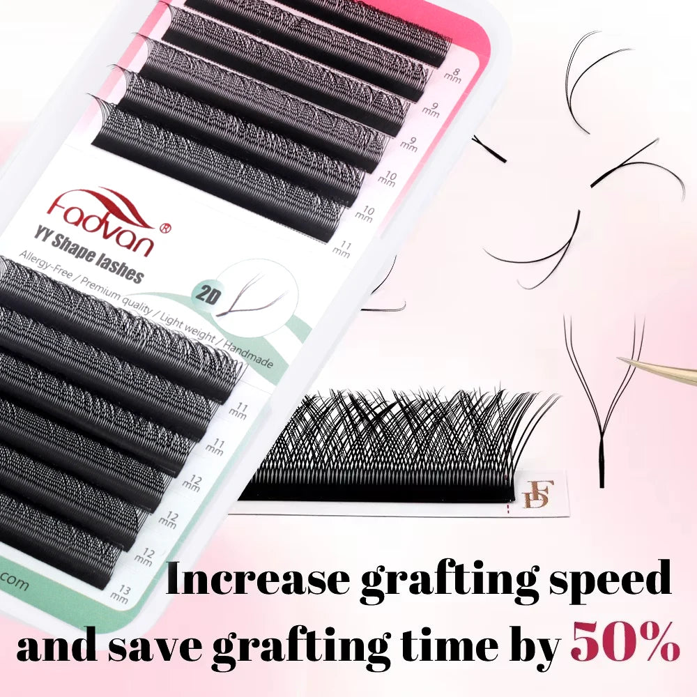 FADVAN YY Shape Lashes 2D 0,07 Faux Mink C/D/8-14mm Natural Mäkké brazílske mihalnice predpripravené objemové predĺženie mihalníc