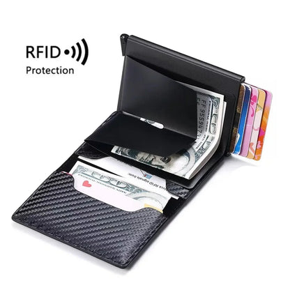 Držiak ID kreditnej karty Pánska peňaženka Blokovanie RFID Chránená hliníková krabička Kožené peňaženky so sponou na peniaze Dizajnér Pasjeshouder