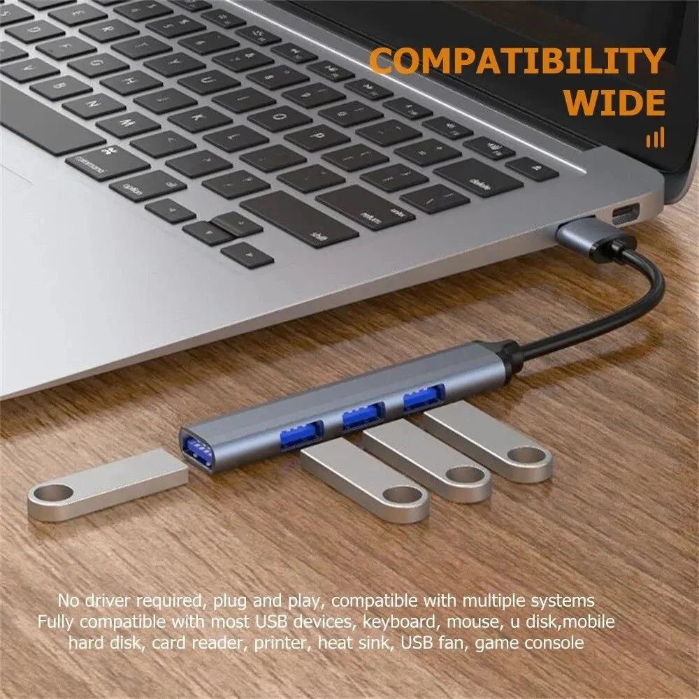 Rozbočovač Multifunkčný Rozbočovač s jedným ťahaním Štyri HUB Hliníková zliatina Dokovacia stanica pre laptop Rozbočovač USB 3.0 Typec Multiinterface TV Mobilný telefón