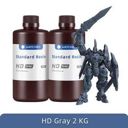 ANYCUBIC Najnovšia HD šedá živica 405nm UV živica pre Photon 3D tlačiareň Vysoko presná UV fotopolymérová živica